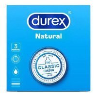 Klasikiniai prezervatyvai „Natural“, 3 vnt. - Durex