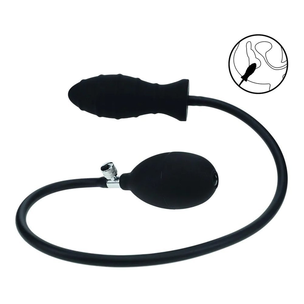 Pripučiamas analinis kaištis „Ribbed Inflatable Silicone Anal Plug“ - Shots Toys