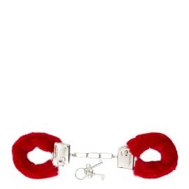 Raudoni antrankiai „Furry Handcuffs“ - Shots Toys