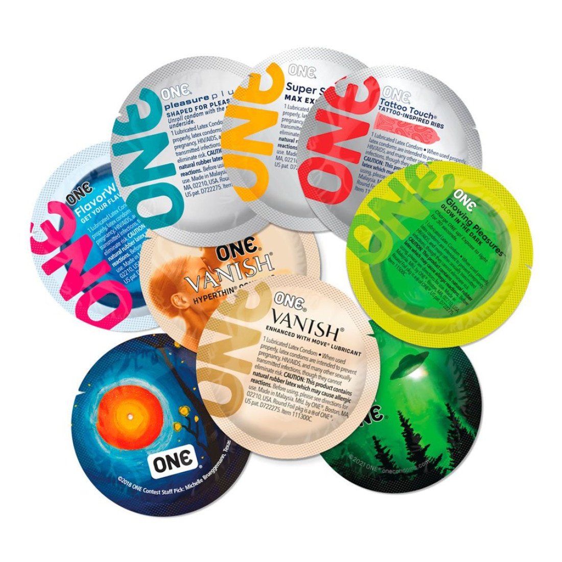 Prezervatyvų rinkinys „Mixed Pleasures“, 12 vnt. - One