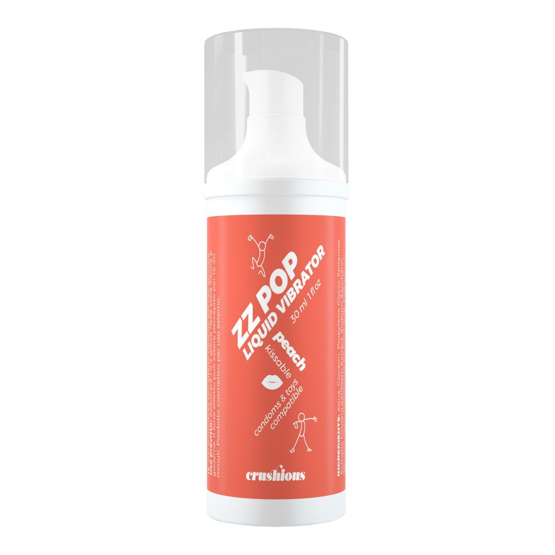 Stimuliuojantis gelis „ZZ Pop Liquid Vibrator Peach“, 30 ml - Crushious