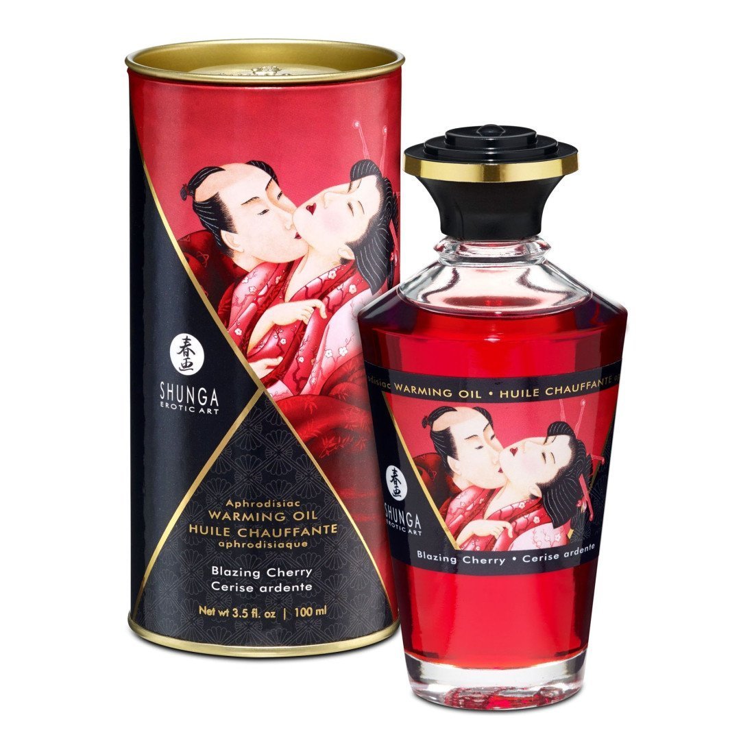 Afrodiziakinis šildantis aliejus „Blazing Cherry“, 100 ml - Shunga