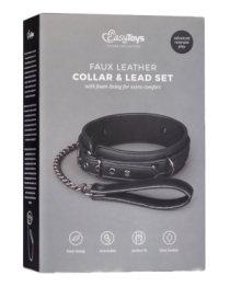 Antkaklio ir pavadėlio rinkinys „Fetish Collar With Leash“ - EasyToys