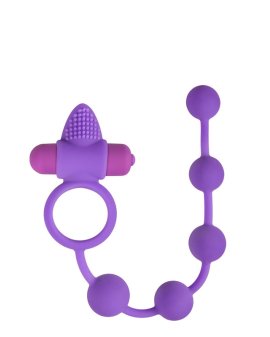 Purpurinis vibruojantis žiedas - analiniai karoliukai „Triple Pleasure Couple Toy“ - EasyToys