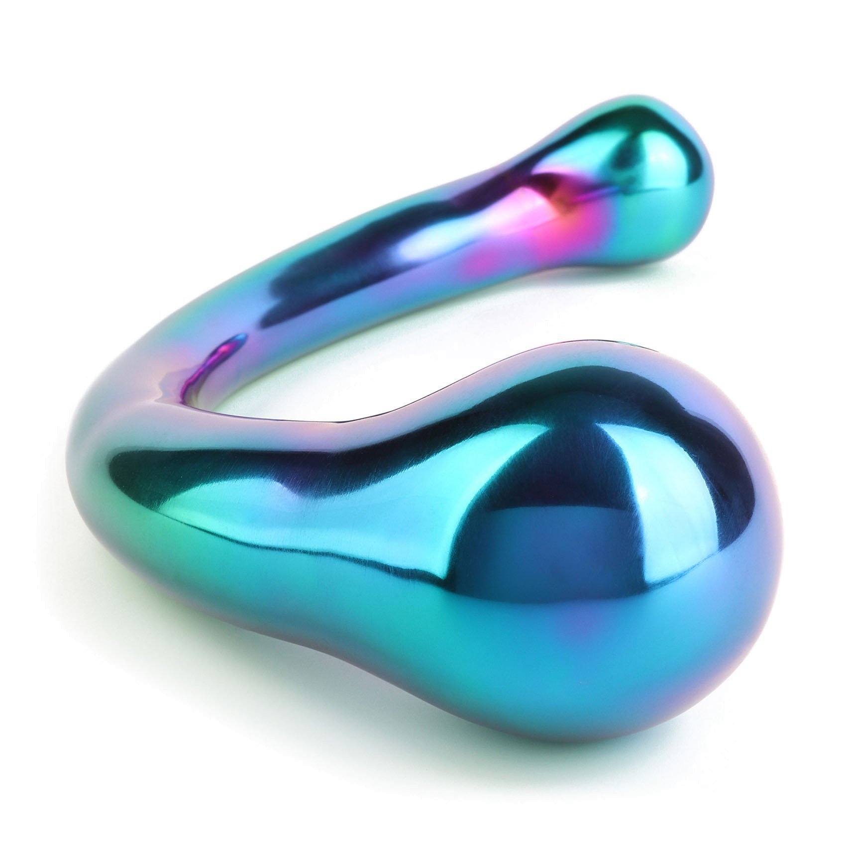 Metalinis dildo „The Curvy G-Spot Rainbow“ - Mr. Steel