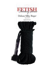 Juoda suvaržymo virvė „Deluxe Silky Rope“ - Fetish Fantasy