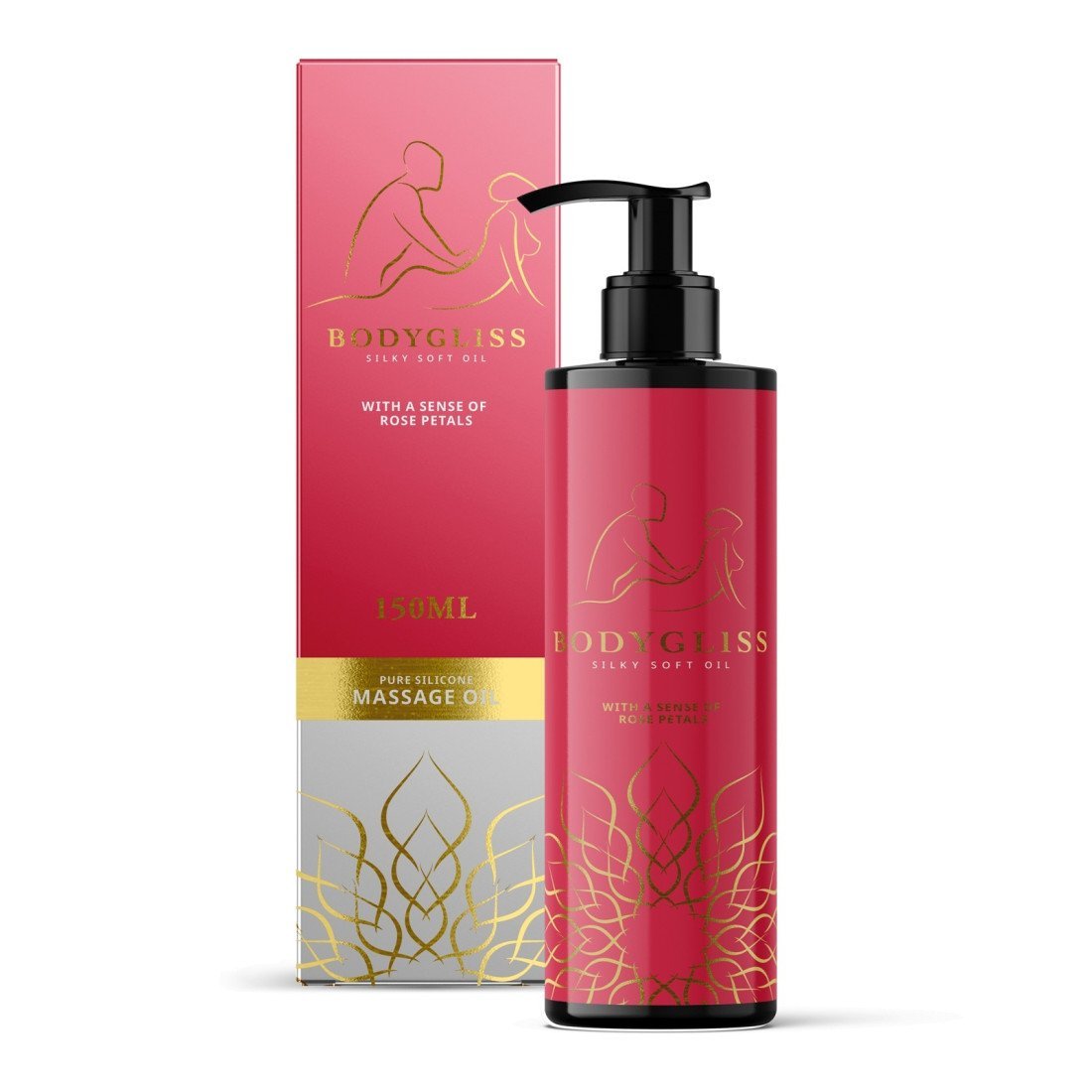 Silikono pagrindo masažo aliejus „Rose Petals“, 150 ml - Bodygliss