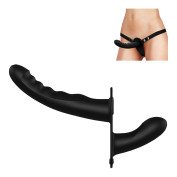 Vibruojantis strap-on dildo „Dual Vibrating Silicone Ribbed Strap-on“