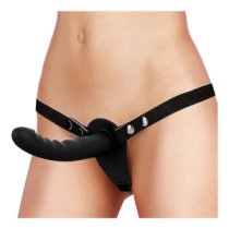 Vibruojantis strap-on dildo „Vibrating Silicone Ribbed Strap-on“ - Ouch!