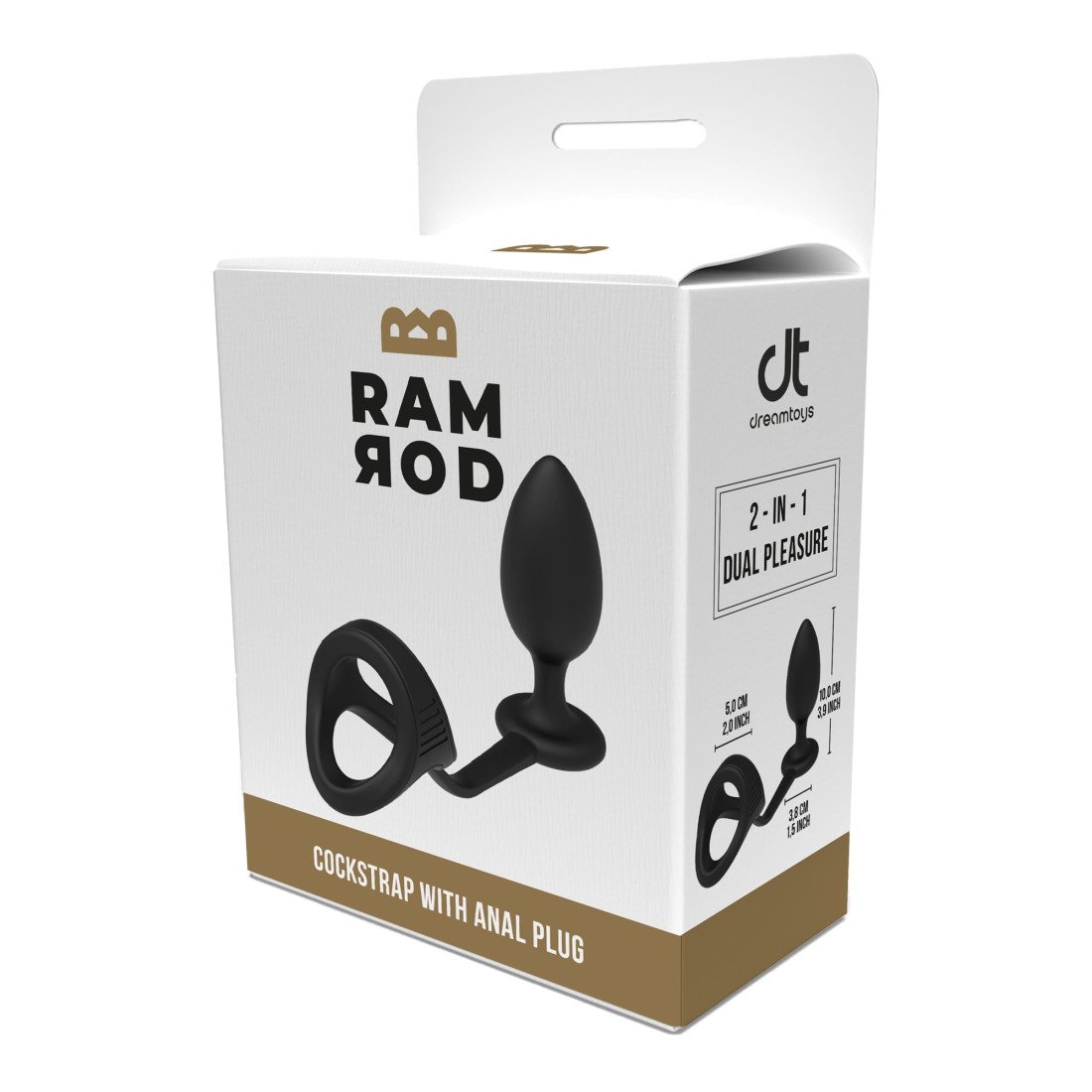 Analinis kaištis - žiedas „Cockring with Anal Plug“ - Ramrod