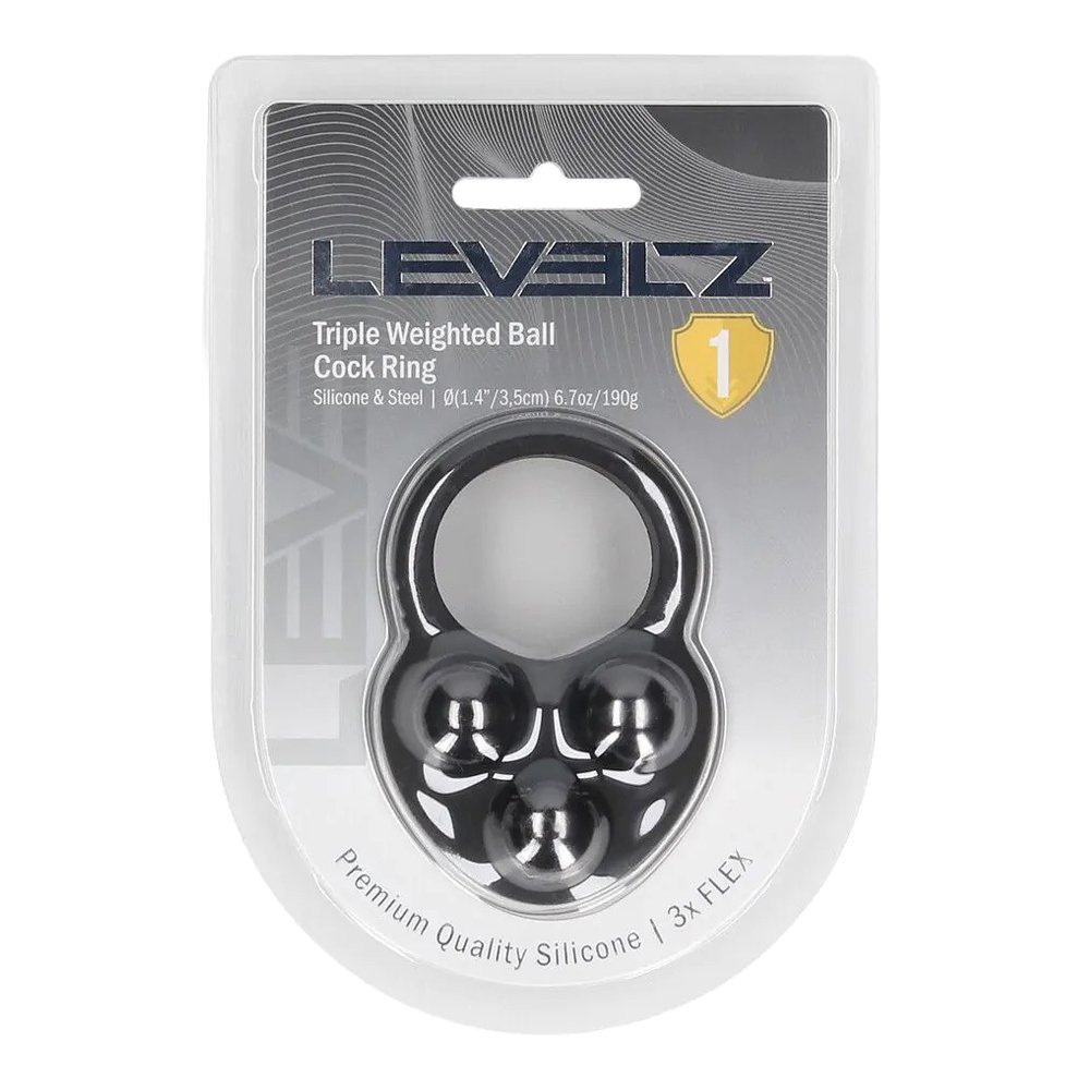 Penio žiedas „Triple Weighted Ball Cock Ring“ - Shots Toys