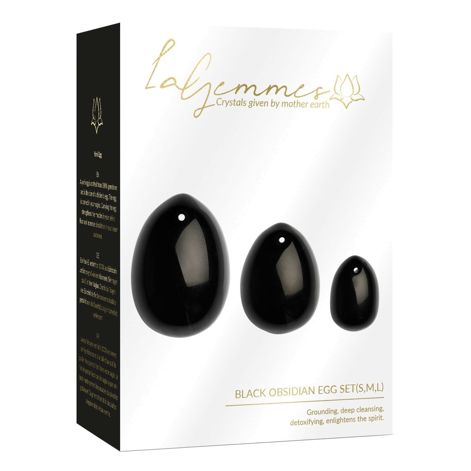 Vaginalinių kiaušinėlių rinkinys „Black Obsidian Yoni Eggs“ - La Gemmes