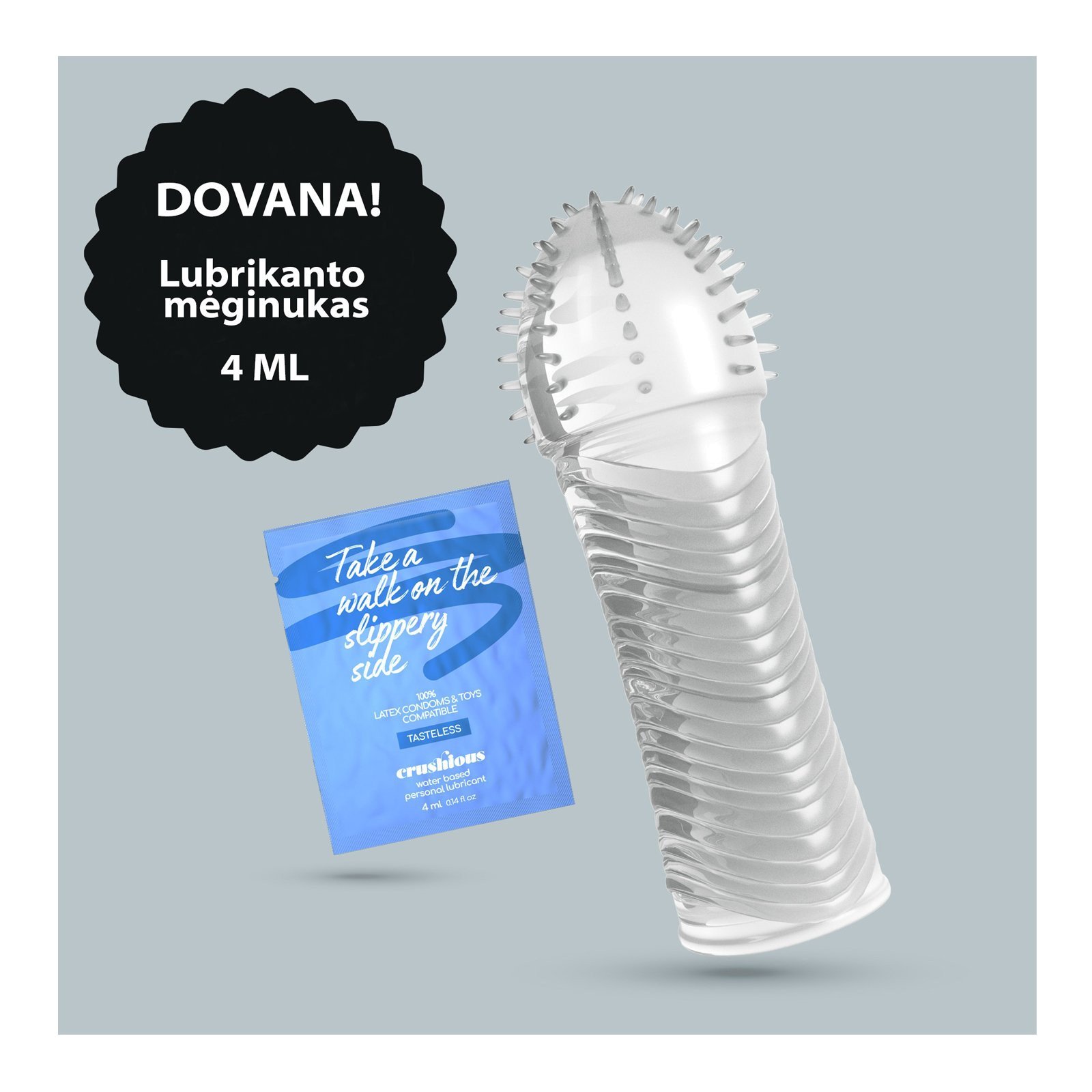 Penio mova „Ribbed Penis Sleeve” - Crushious