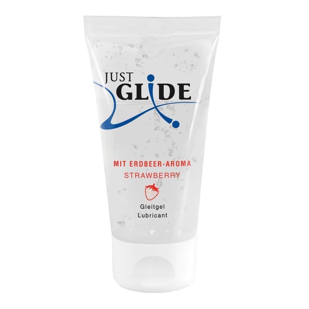 Braškių kvapo vandens pagrindo lubrikantas „Just Glide Strawberry“, 50 ml - Just Glide