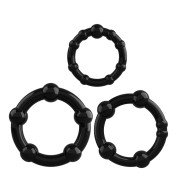 Penio žiedų rinkinys „Triple Bead Black“