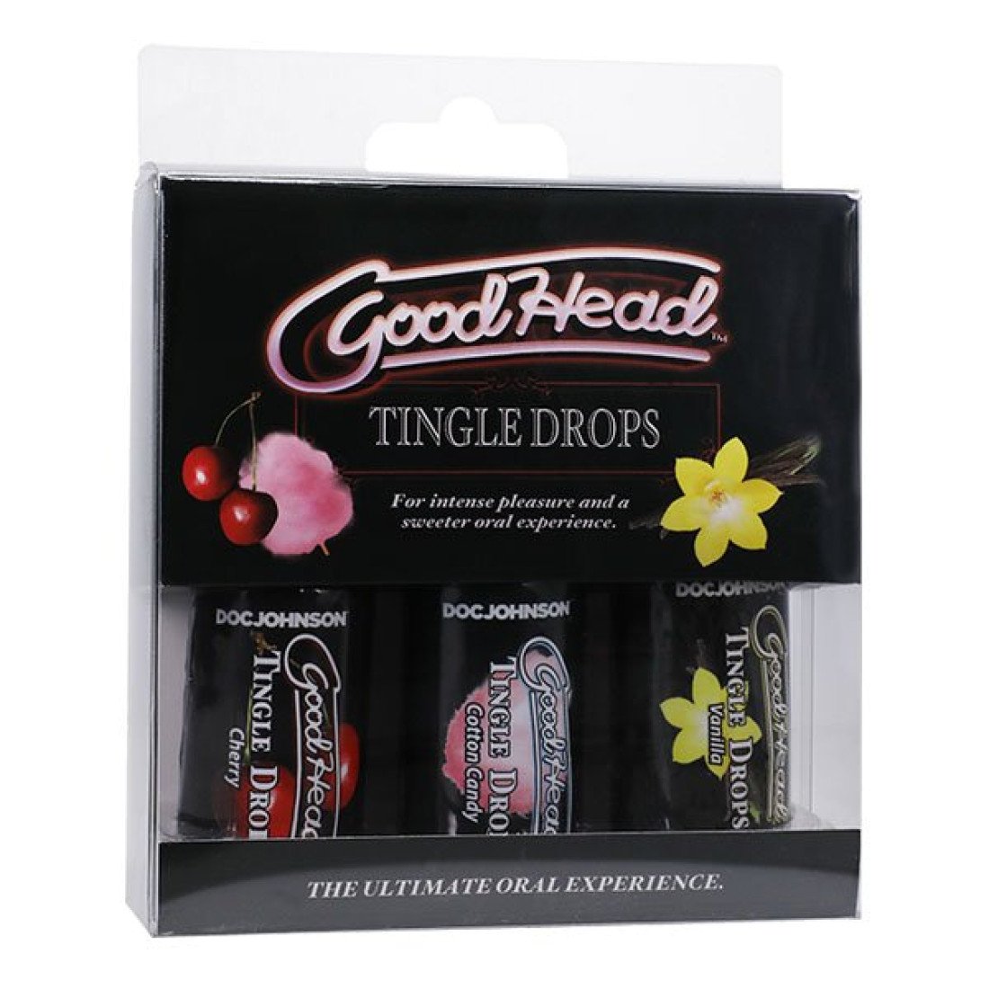 Rinkinys oraliniam seksui „GoodHead Tingle Drops“, 3 vnt. - Doc Johnson