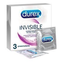 Ploni prezervatyvai „Invisible Extra Lubricated“, 3 vnt. - Durex