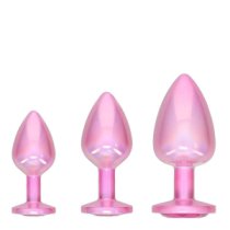 Analinių kaiščių rinkinys „Metal Anal Plug Set Pink“ - Ouch!