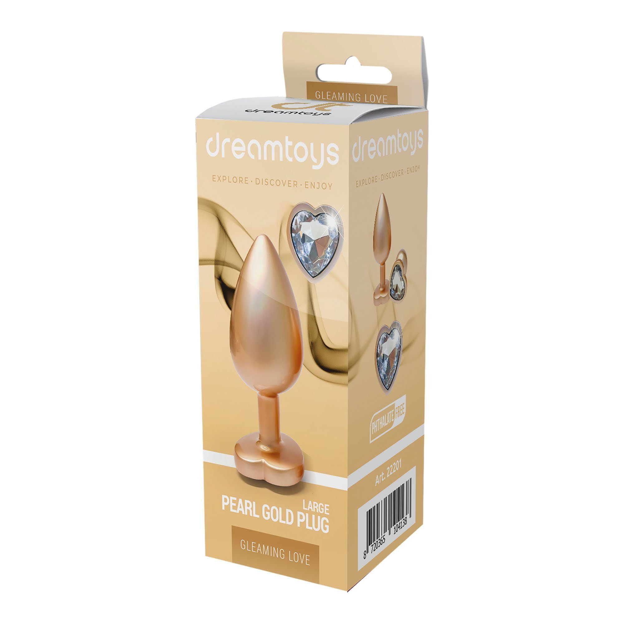 Didelis analinis kaištis „Pearl Gold Gleaming Love“ - Dream Toys