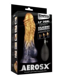 Pripučiamas silikoninis dildo „Aerosx Nr. 8.0 Gold/Black“ - Lovetoy