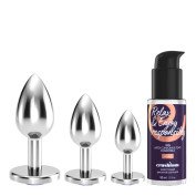 Analinių kaiščių ir lubrikanto rinkinys „Bijou Anal Wet Train Trio Blue“