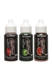 Rinkinys oraliniam seksui „Good Head Tingle Drops“, 3 vnt. - Doc Johnson