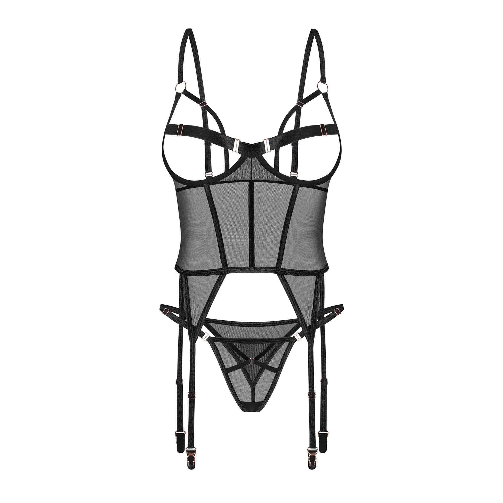 Atviras korseto ir kelnaičių rinkinys „Euridia“ - Obsessive
