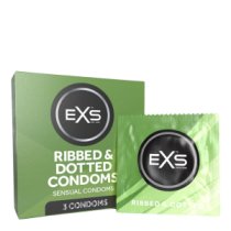 Stimuliuojantys prezervatyvai „Ribbed & Dotted“, 3 vnt. - EXS Condoms