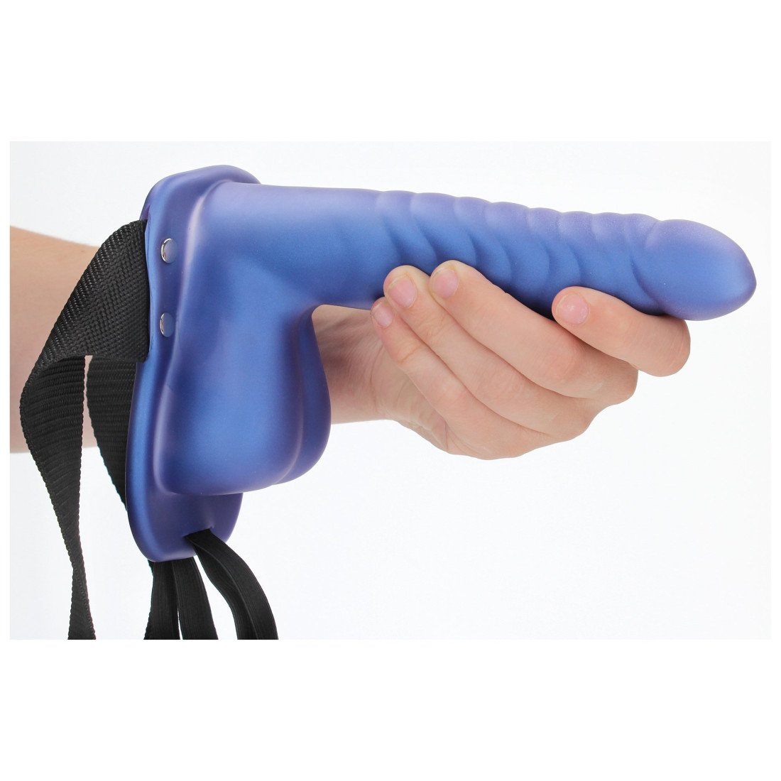 Tuščiaviduris strap-on dildo „Ribbed Hollow Strap-on Nr.8“ - Ouch!