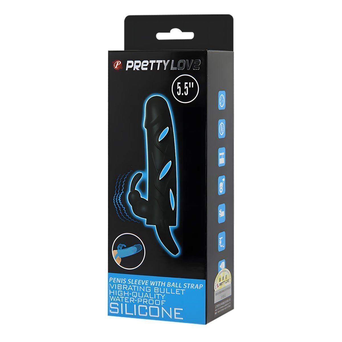 Vibruojanti penio mova „Penis Sleeve with Ball Strap“ - Pretty Love