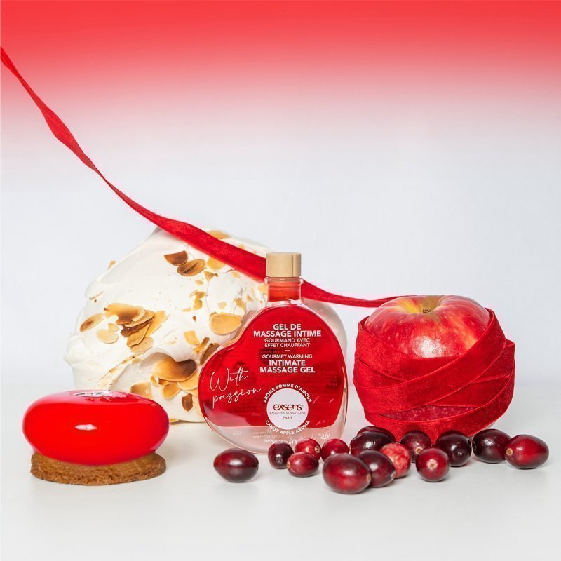 Šildantis masažo gelis „Candy Apple Aroma“, 50 ml - Exsens