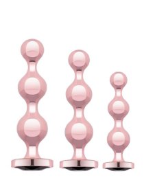 Analinių kaiščių rinkinys „Metal Butt Plug Set“ - Rosy Gold