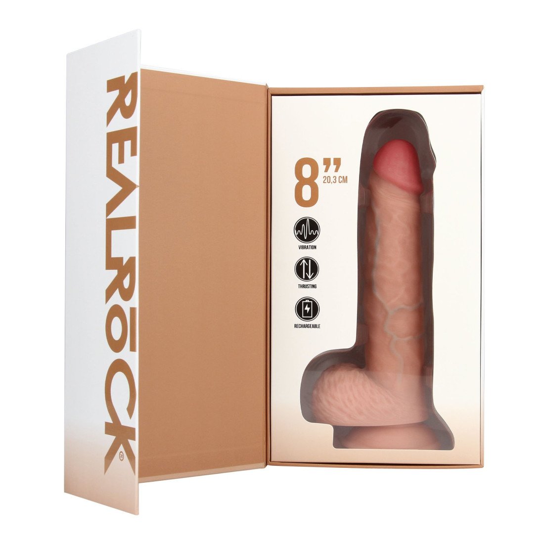 Automatinis falo imitatorius „Realistic Vibrating & Thrusting Dildo Nr. 8“ - RealRock