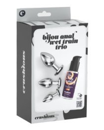 Analinių kaiščių ir lubrikanto rinkinys „Bijou Anal Wet Train Trio Black“ - Crushious