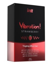 Stimuliuojantis gelis „Vibration! Strawberry“, 15 ml - Intt