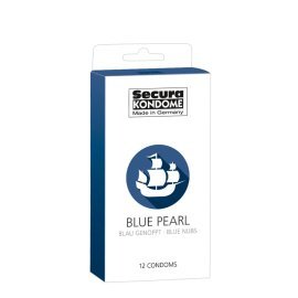 Mėlyni stimuliuojantys prezervatyvai „Blue Pearl“, 12 vnt. - Secura