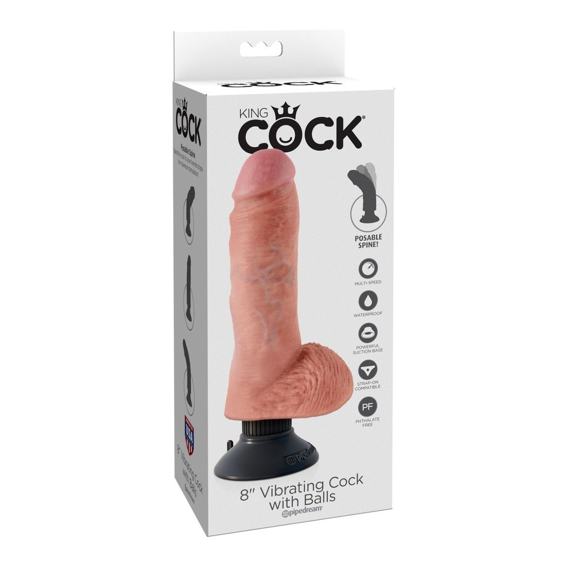 Vibruojantis falo imitatorius „King COCK with balls Nr. 8“ - King COCK