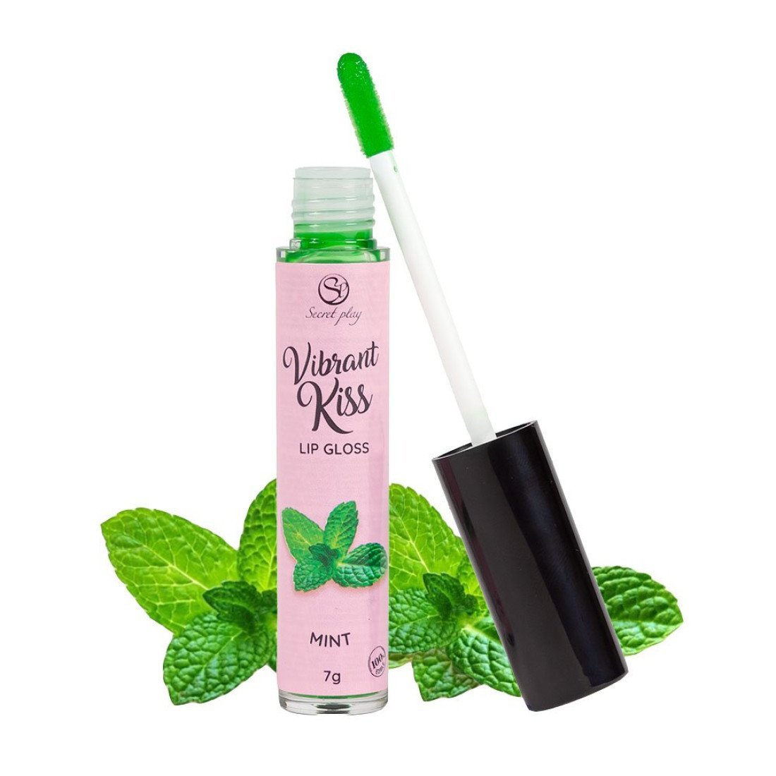 Lūpų blizgesys oraliniam seksui „Vibrant Kiss Mint“, 7 g - Secret Play