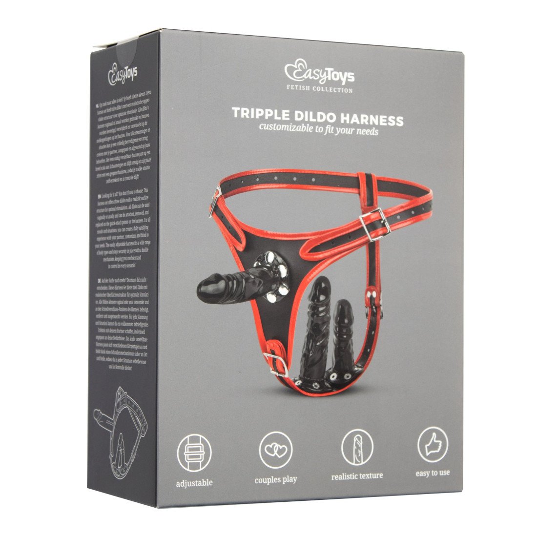 Strap-on rinkinys „Tripple Dildo Harness“ - EasyToys