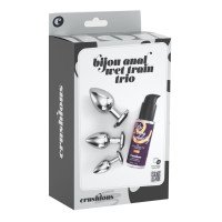 Analinių kaiščių ir lubrikanto rinkinys „Bijou Anal Wet Train Trio Black“ - Crushious