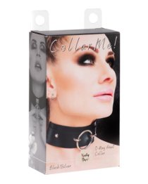 Antkaklis „O-Ring Front Collar Black Silver“ - Kinky Diva