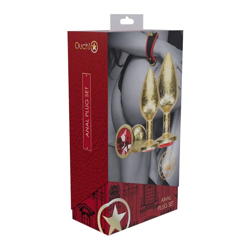 Analinių kaiščių rinkinys „Metal Anal Plug Set Gold“ - Ouch!
