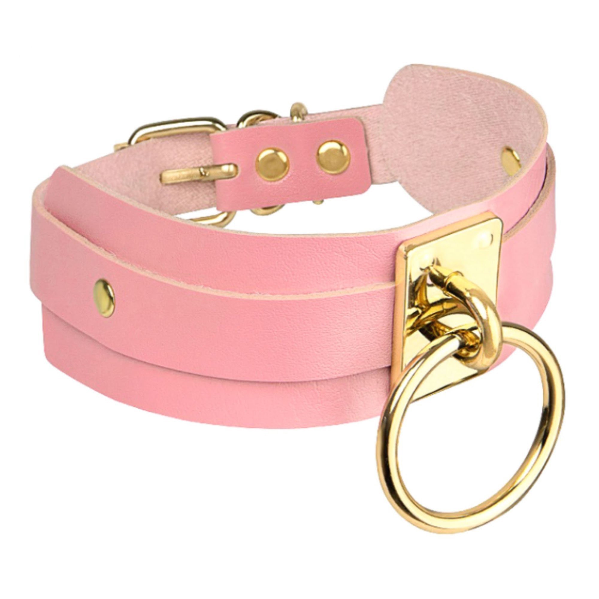 Antkaklis „O-Ring Collar Pink Gold“ - Kinky Diva