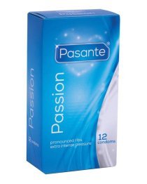 Stimuliuojantys prezervatyvai (pažeista pakuotė) „Ribbed Passion“, 12 vnt. - Pasante