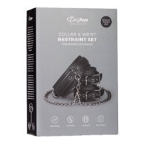 Antkaklio ir antrankių rinkinys „Leather Collar With Handcuffs“ - EasyToys