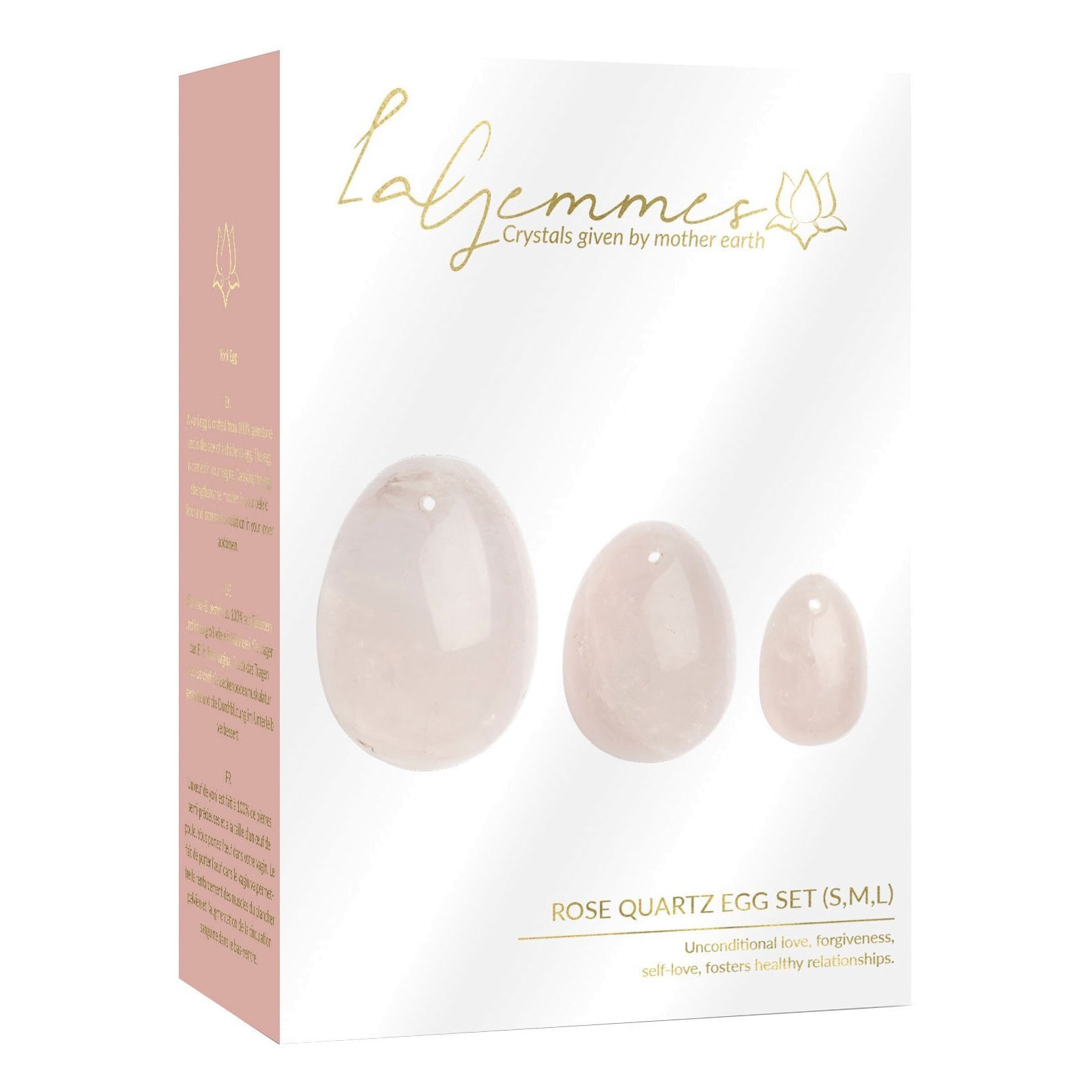 Vaginalinių kiaušinėlių rinkinys „Rose Quartz Yoni Eggs“ - La Gemmes