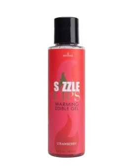 Šildantis gelis „Sizzle Lips Strawberry“, 125 ml - Sensuva