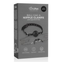 Burnos kaištis su spenelių spaustukais „Ball Gag & Nipple Clamps“ - EasyToys