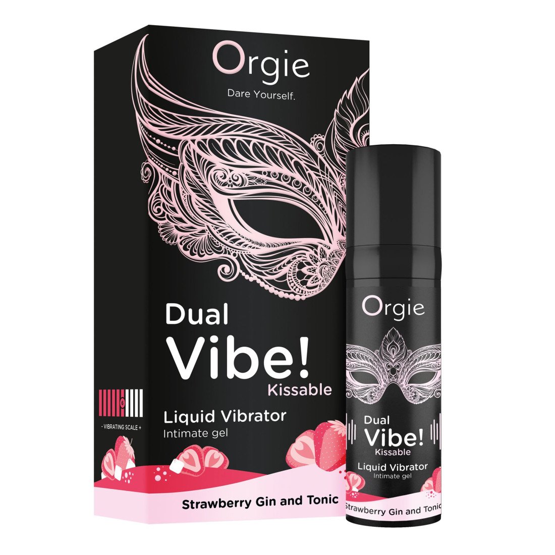 Stimuliuojantis gelis „Dual Vibe! Strawberry Gin and Tonic“, 15 ml - Orgie
