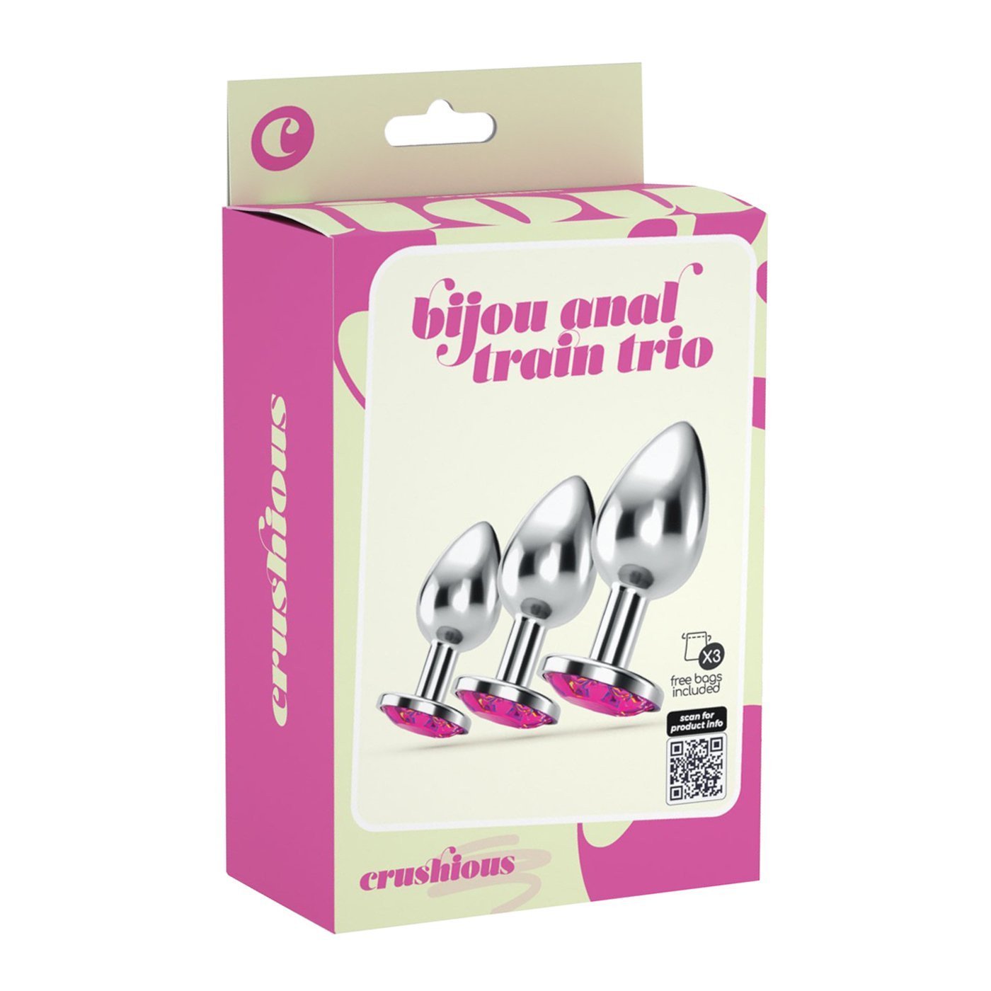 Analinių kaiščių rinkinys „Bijou Anal Train Trio Pink“, 3 vnt - Crushious